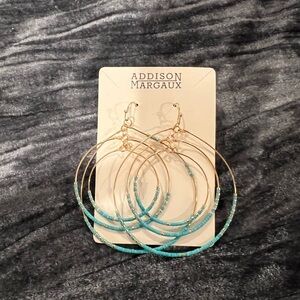 Gold and Blue Hoop Earrings